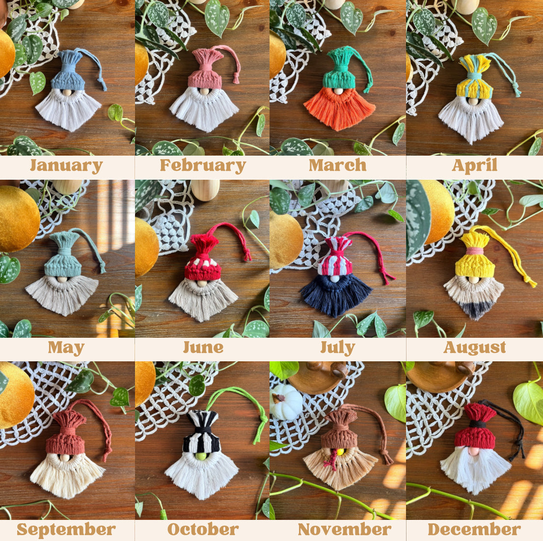 Macrame Seasonal Gnome Collection 2025