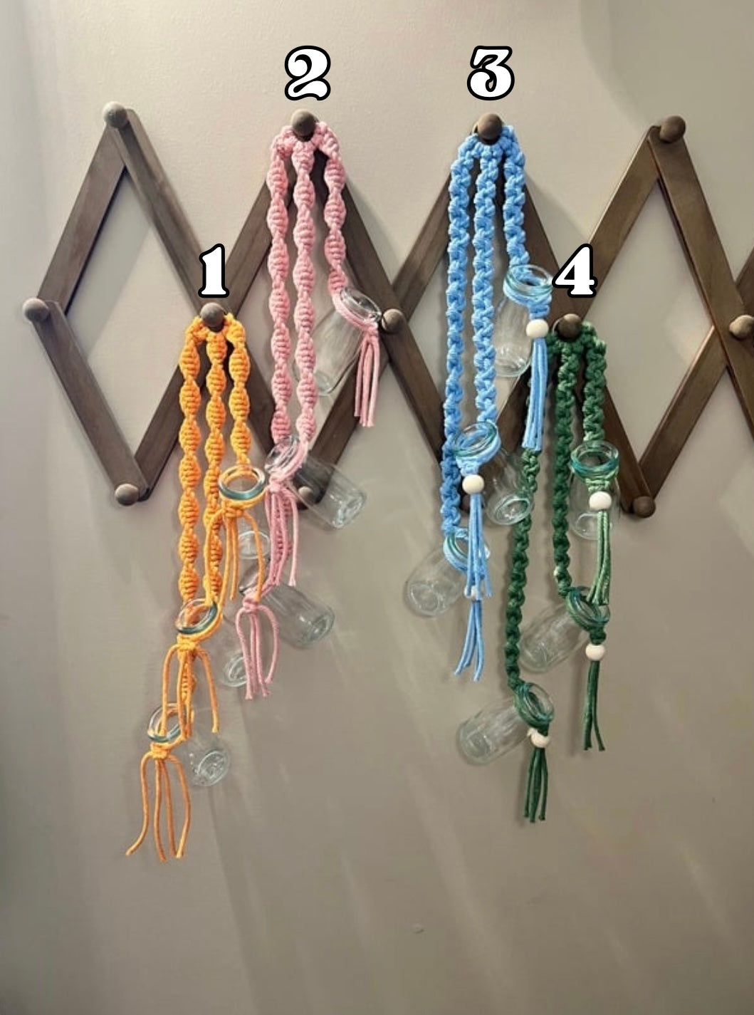 Colorful Macrame Propagation Jars