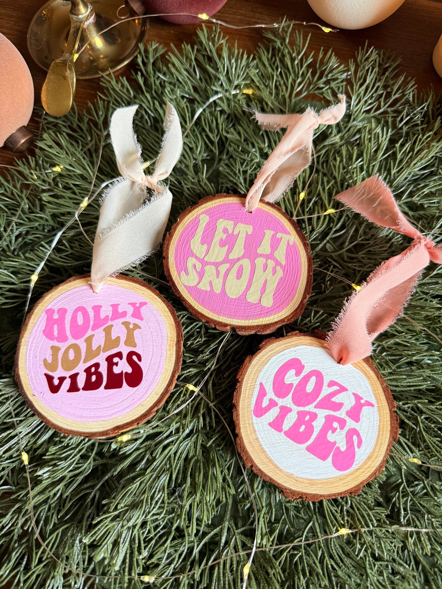 Groovy Christmas Wooden Ornaments