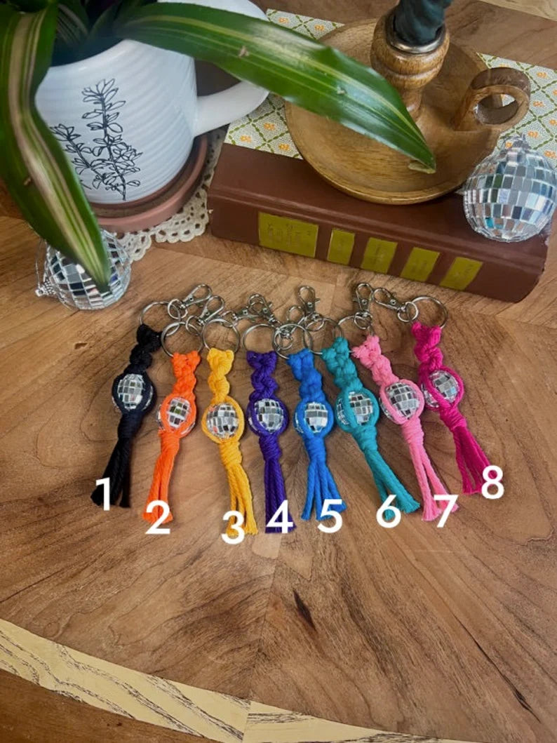 Macrame Disco Ball Keychain