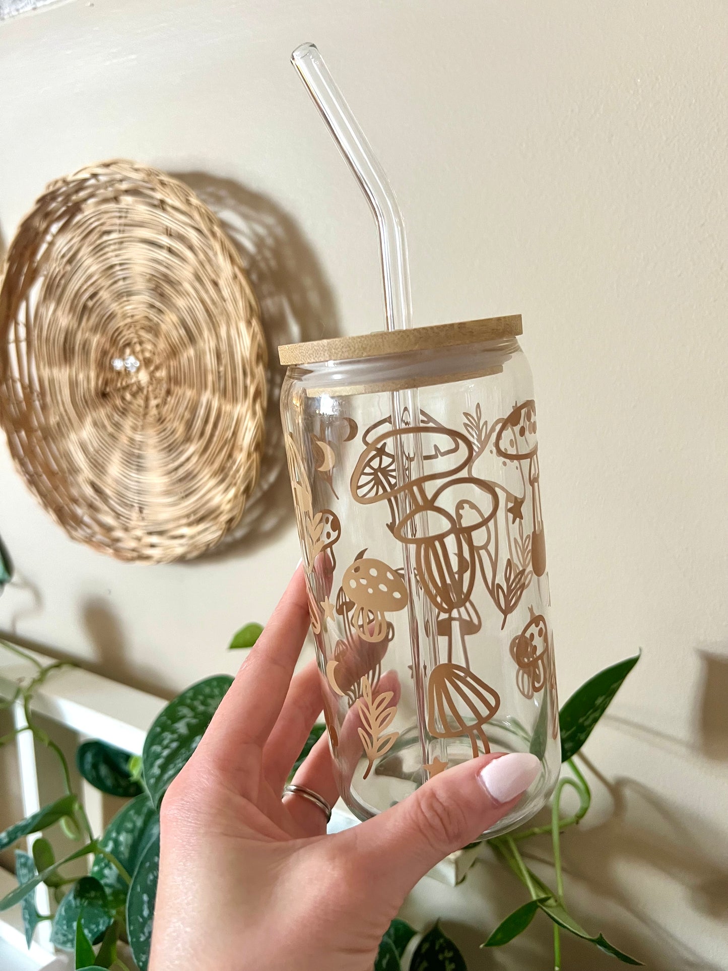 Mushrooms Glass Cup