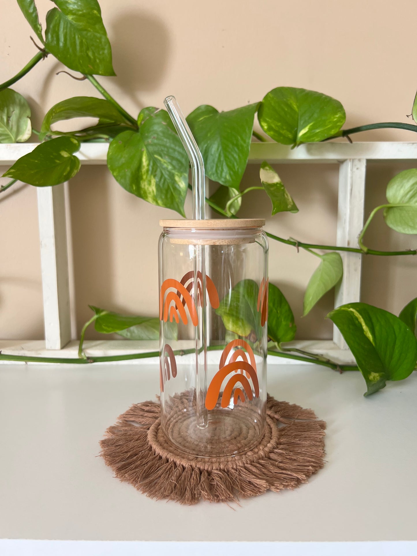 Boho Rainbow Glass Cup