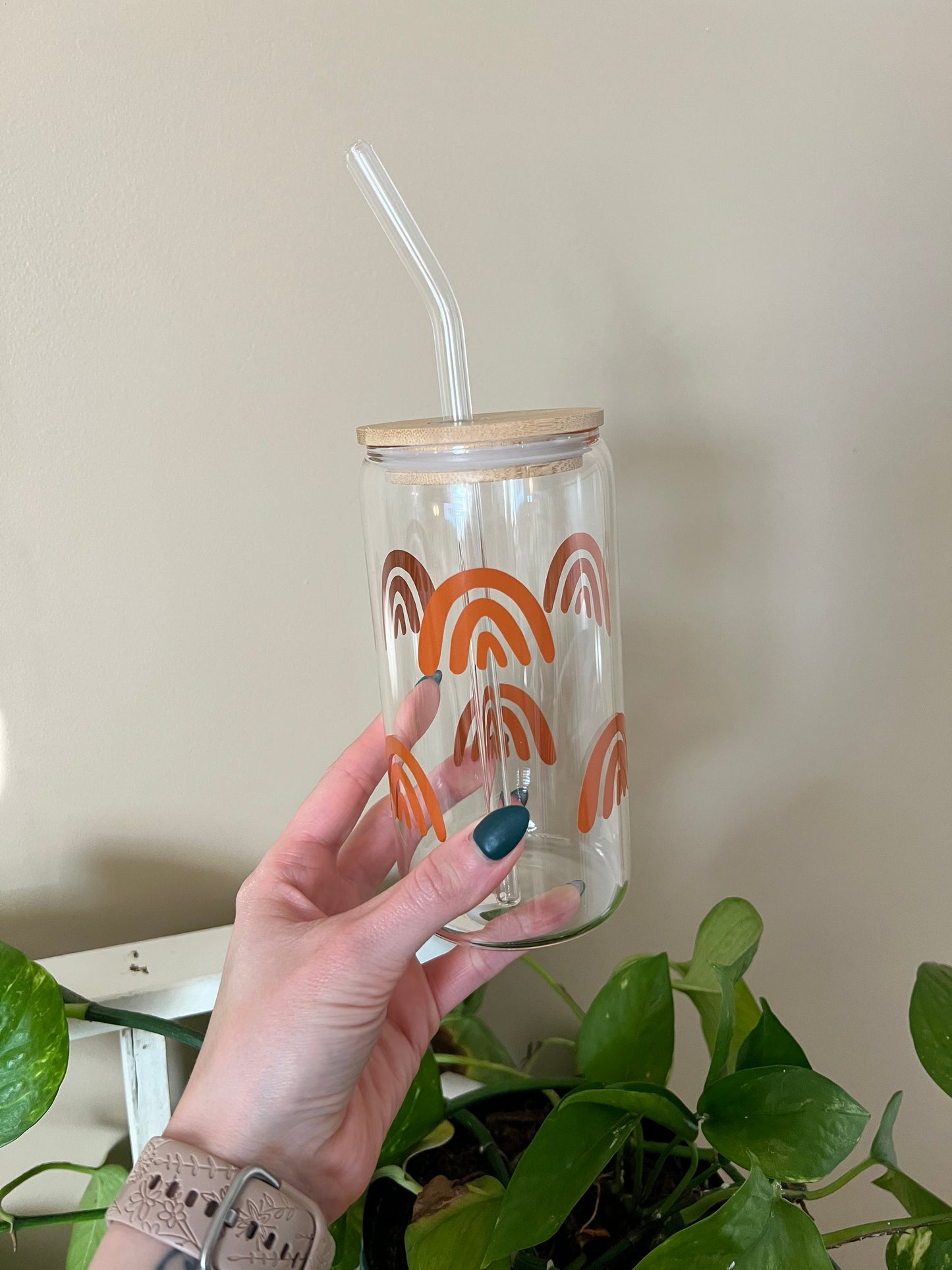 Boho Rainbow Glass Cup