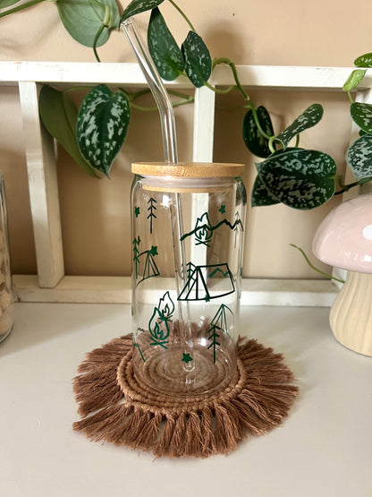 Camping Theme Glass Cup