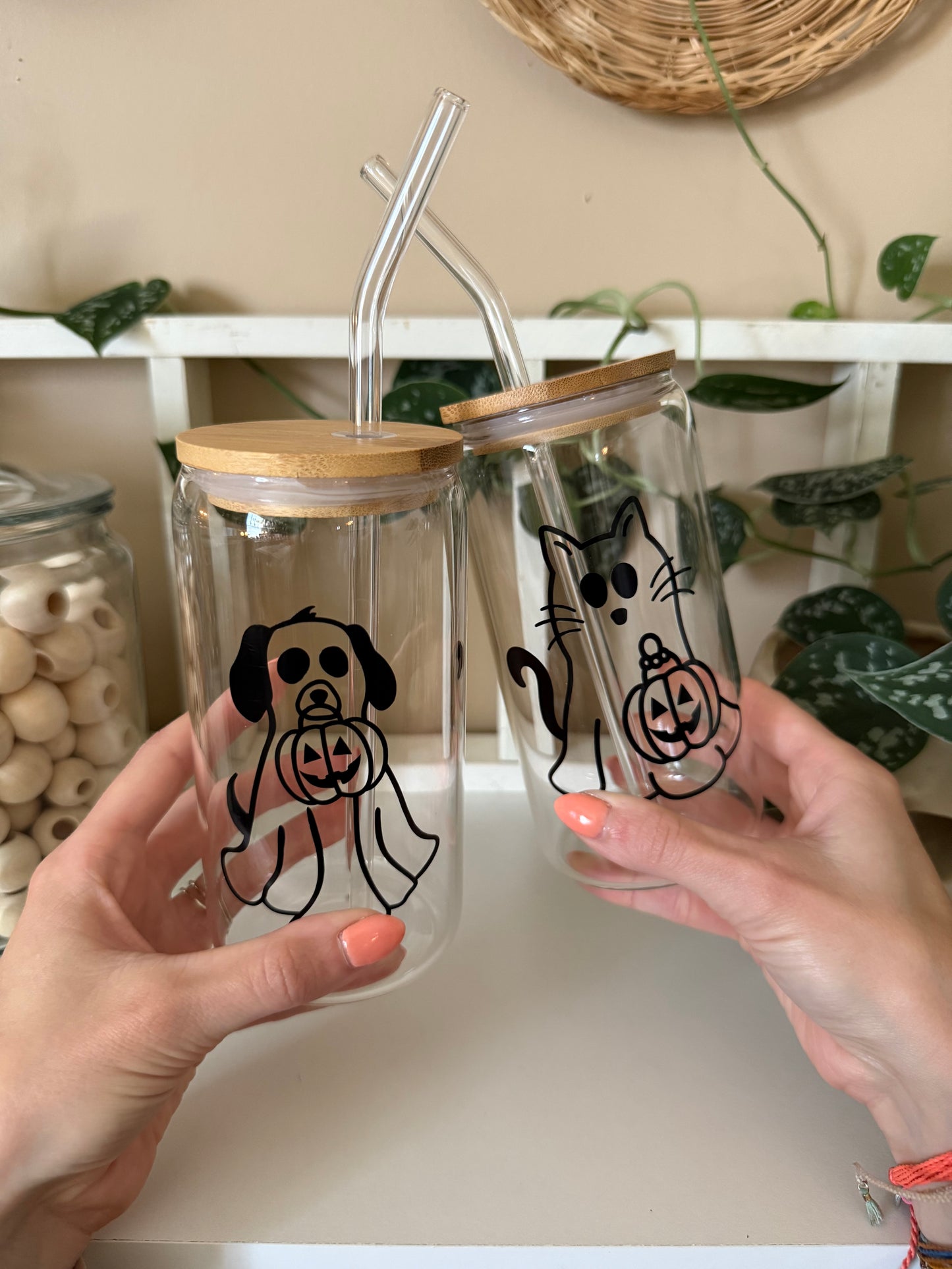 Dog/Cat Ghost Glass Cup