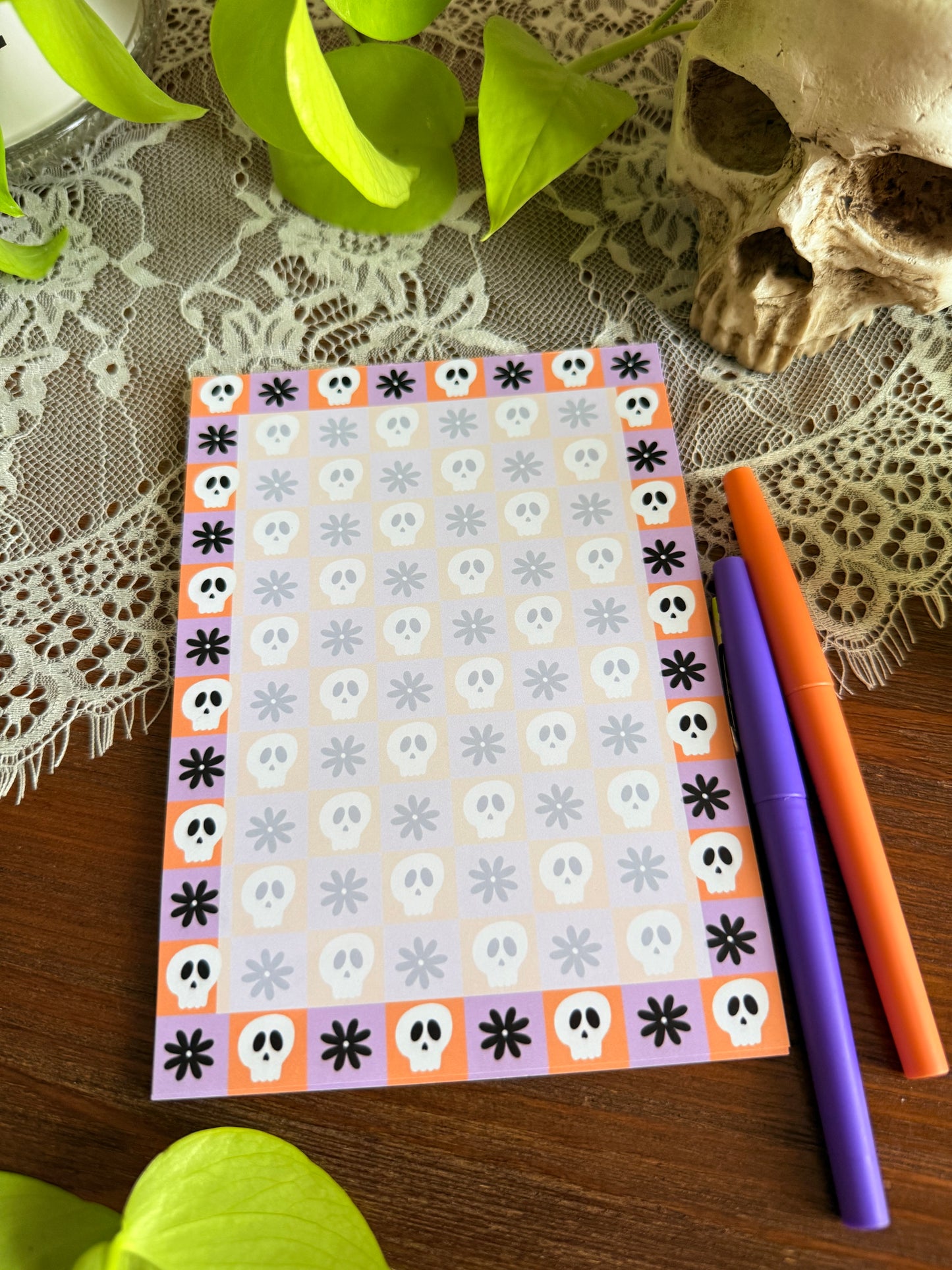 Checkered Skull Notepad