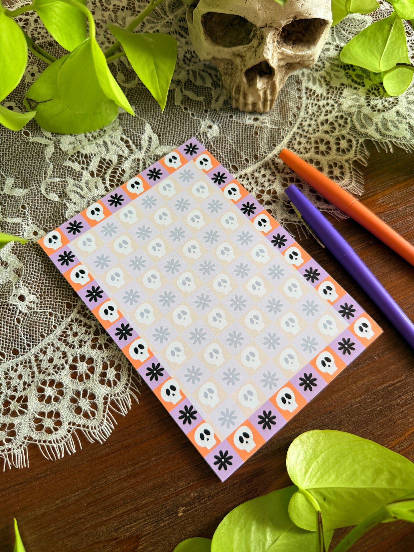Checkered Skull Notepad