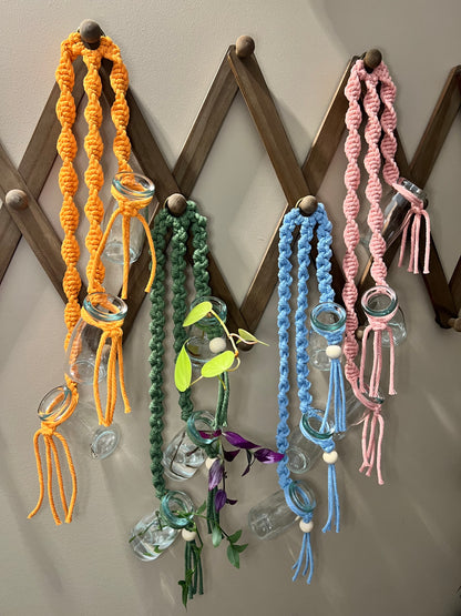 Colorful Macrame Propagation Jars