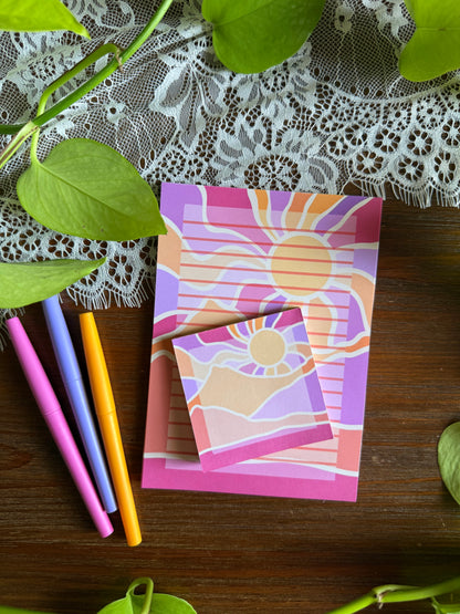Colorful Mountain and Sunset Stationery Set