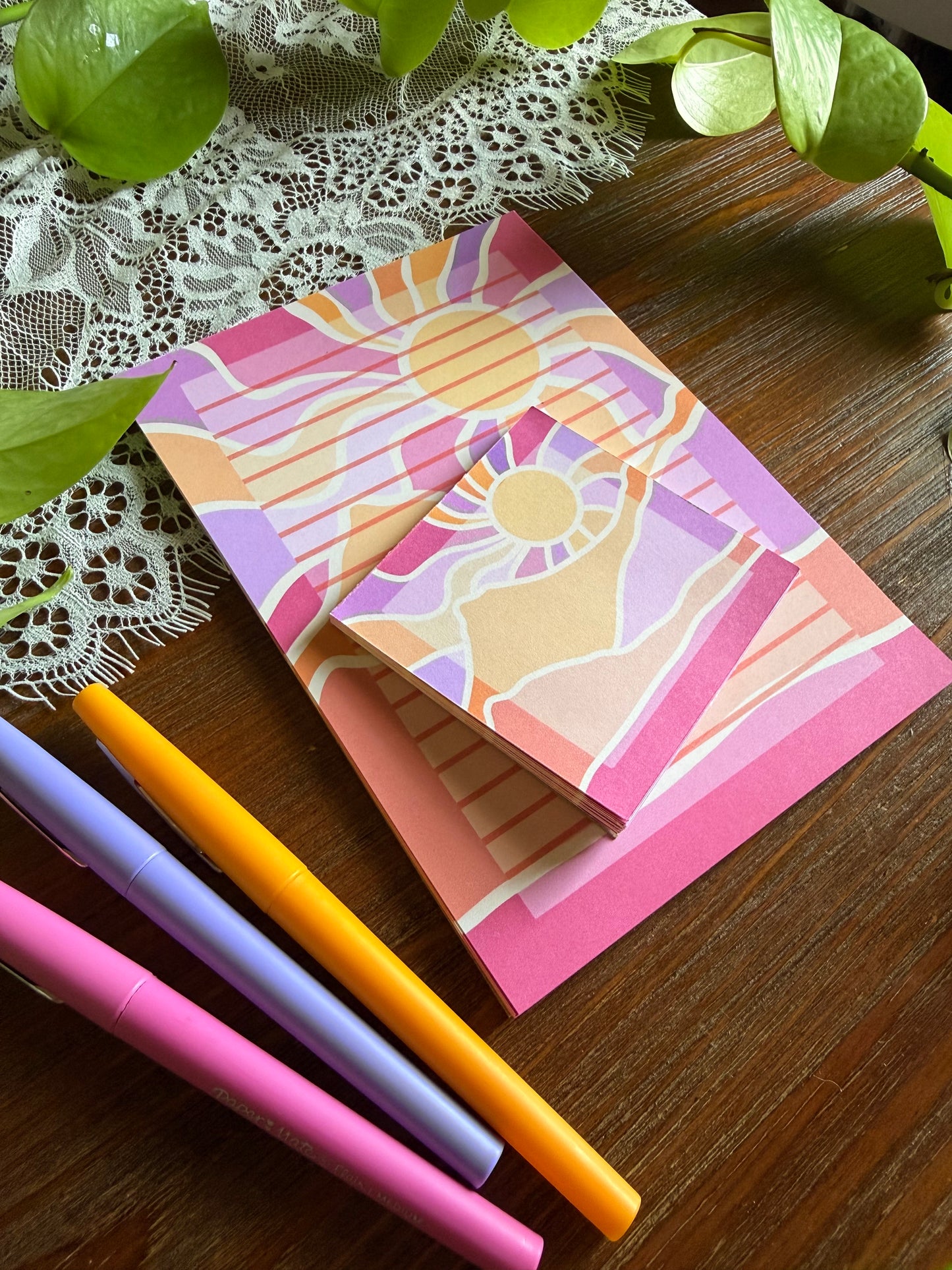 Colorful Mountain and Sunset Stationery Set