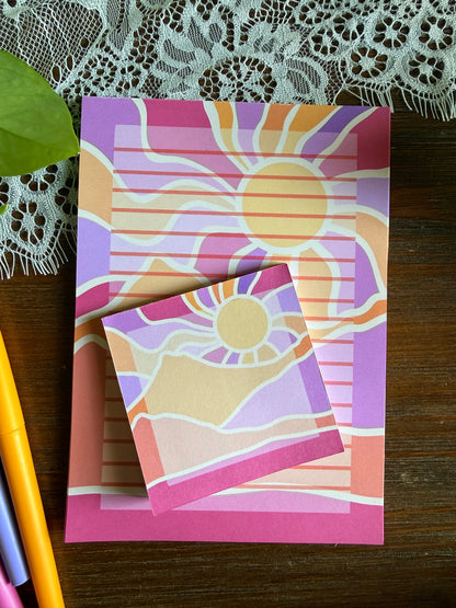 Colorful Mountain and Sunset Stationery Set
