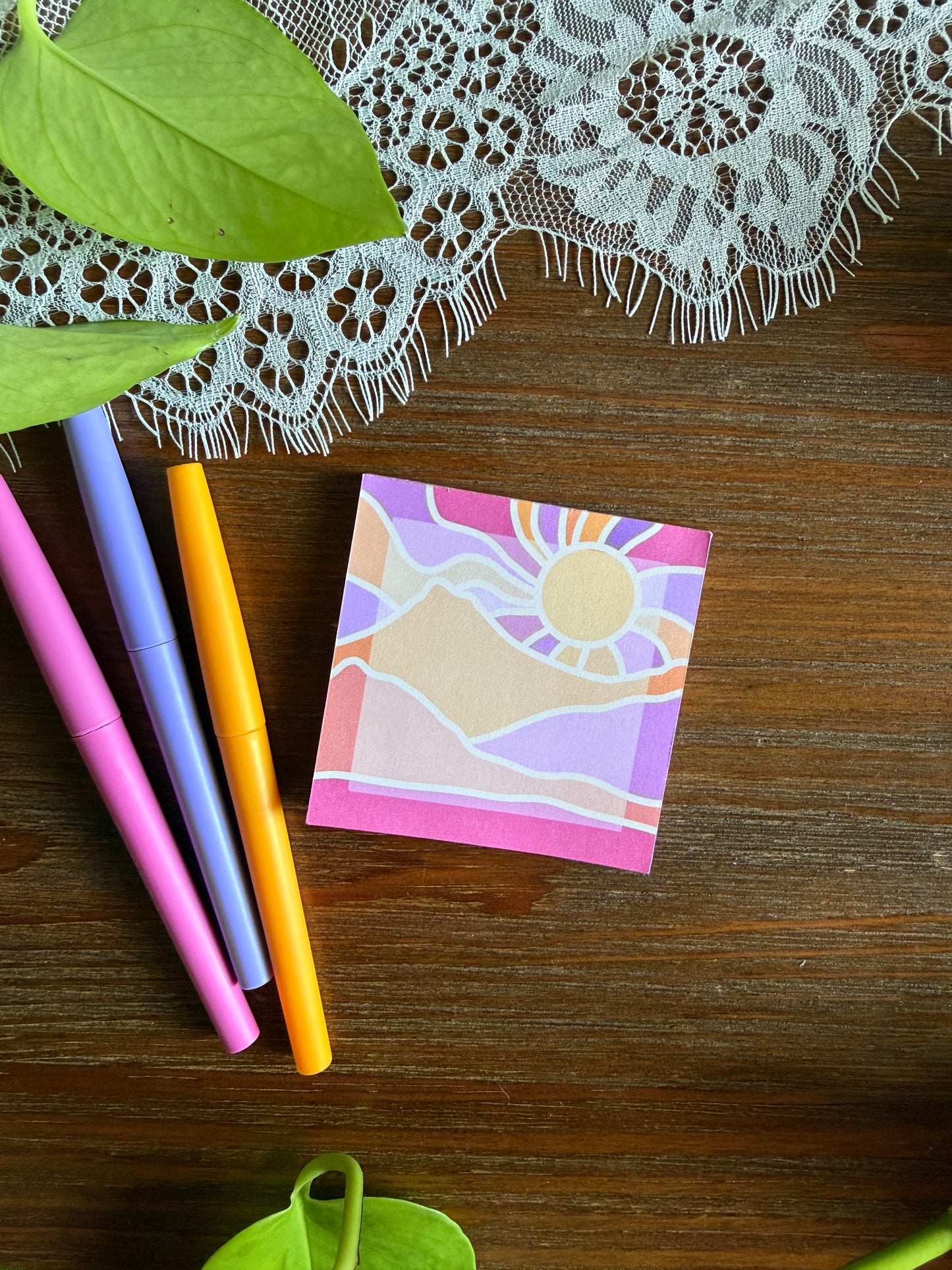 Colorful Mountain and Sunset Stationery Set
