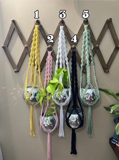 Macrame Disco Ball Plant Holder