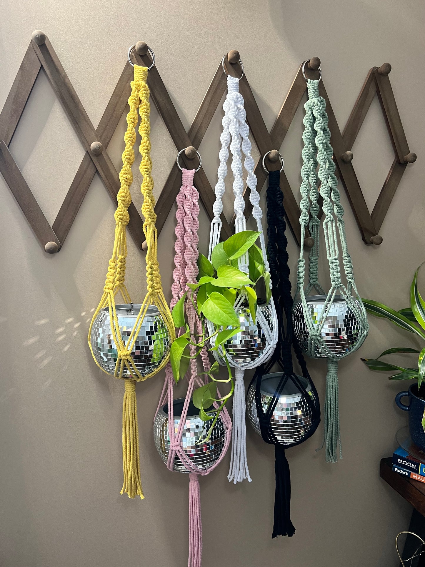 Macrame Disco Ball Plant Holder