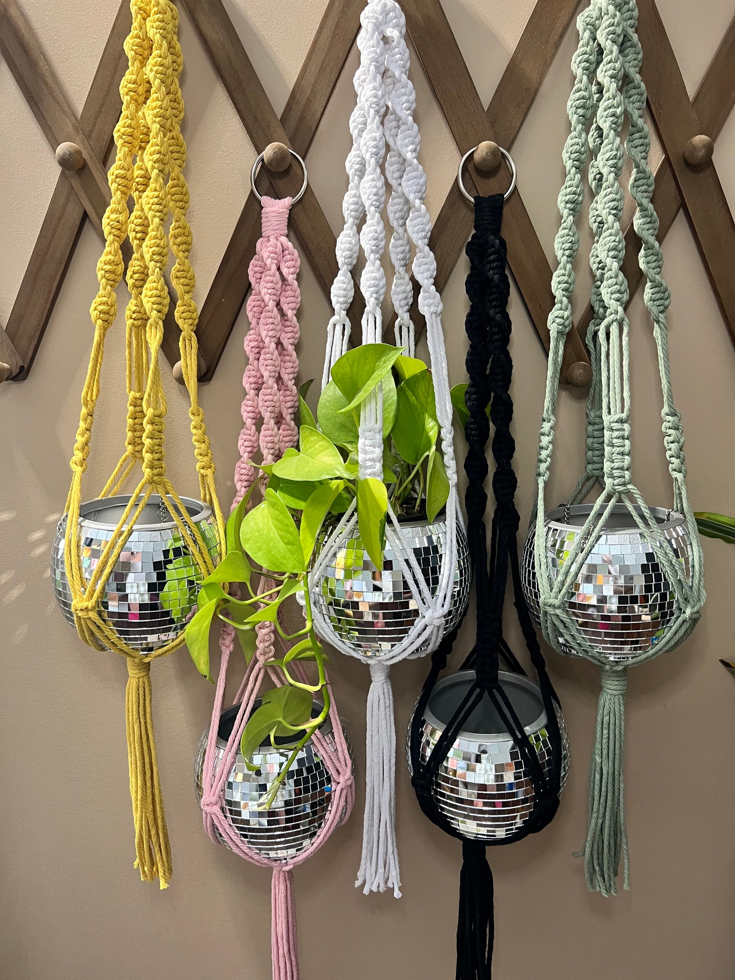 Macrame Disco Ball Plant Holder