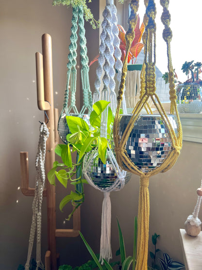 Macrame Disco Ball Plant Holder