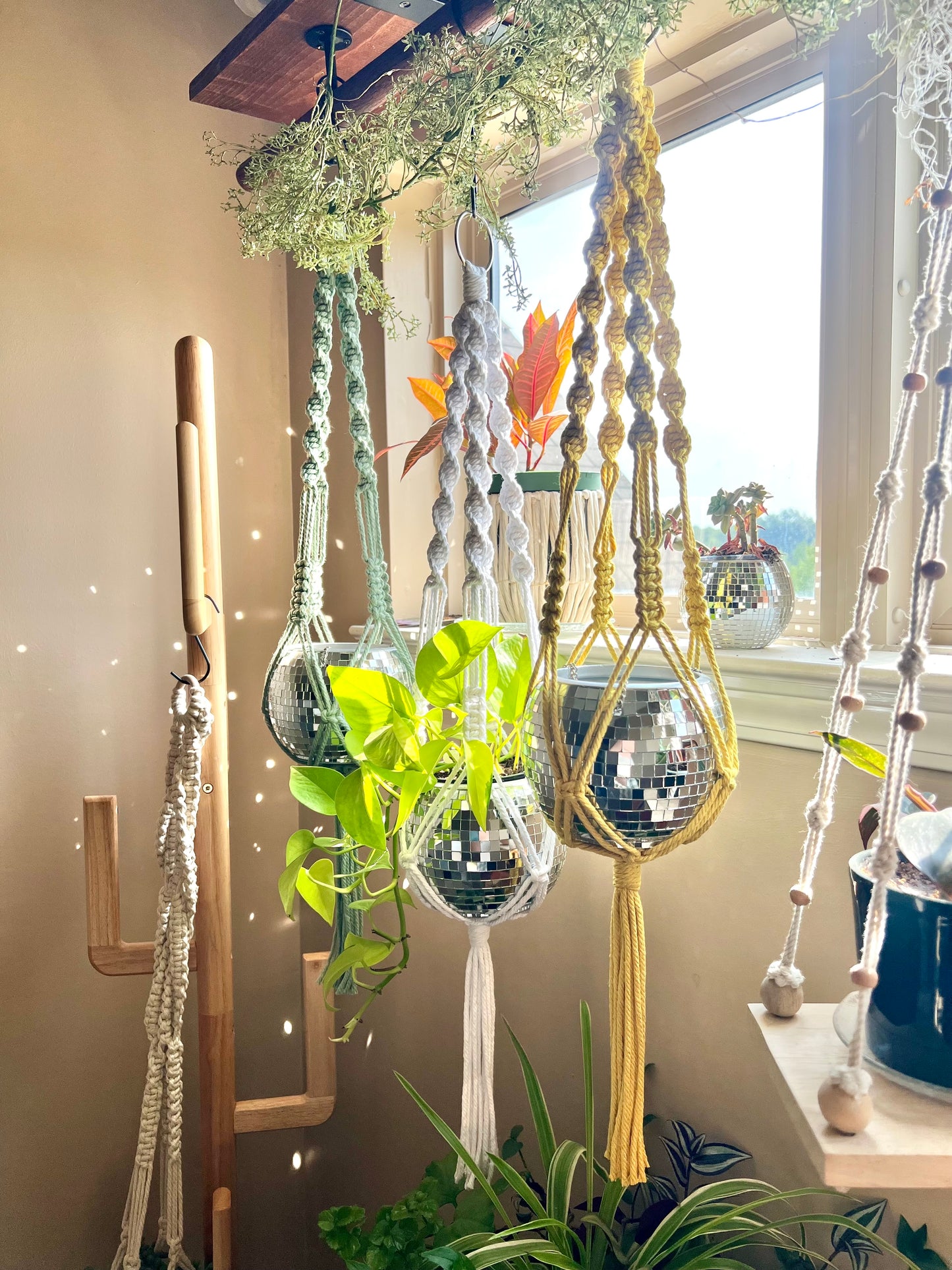 Macrame Disco Ball Plant Holder