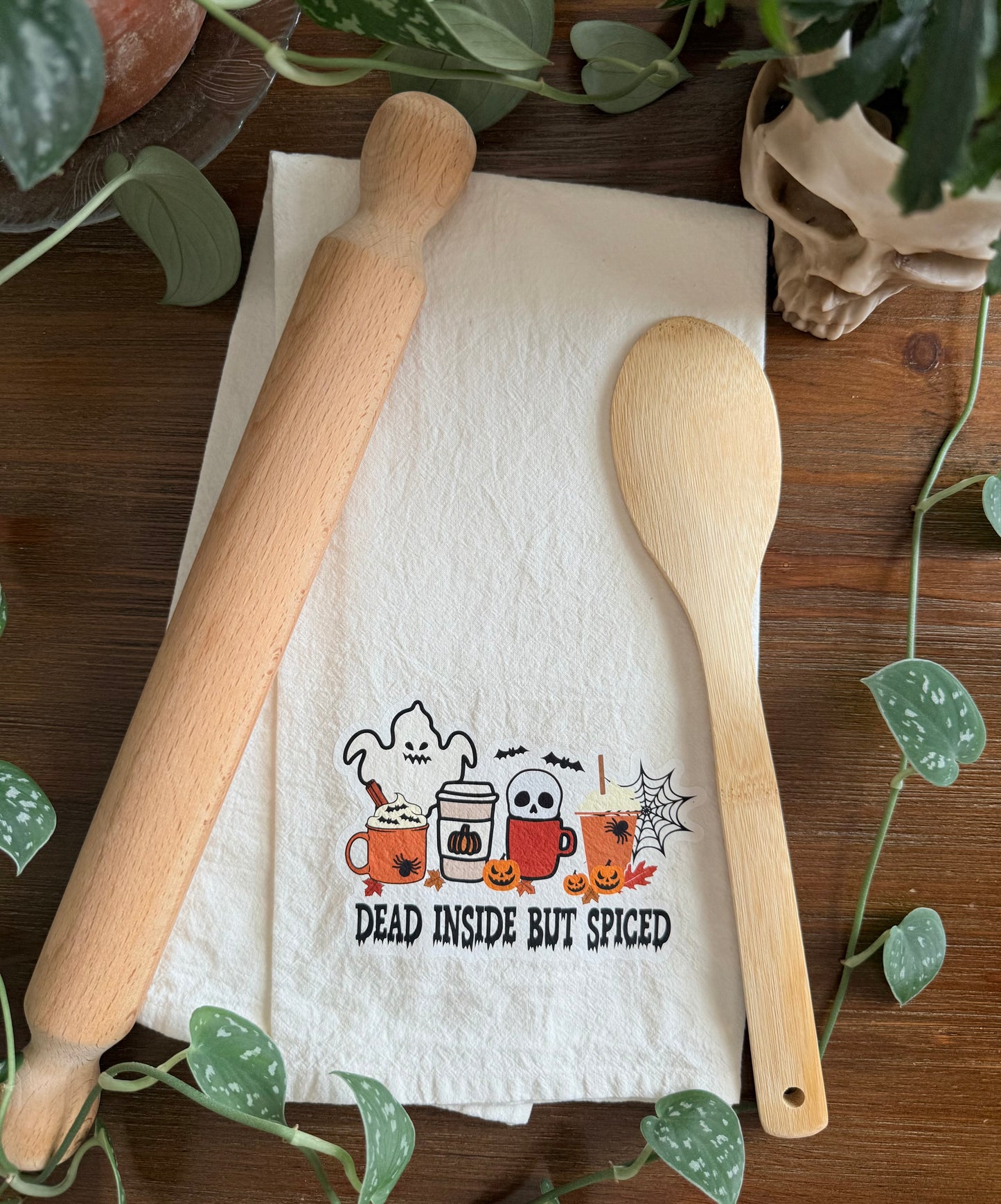 Dead Inside but Spiced Tea Towel
