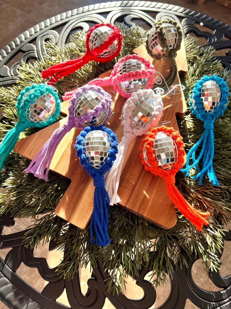 Macrame Disco Ball Ornament