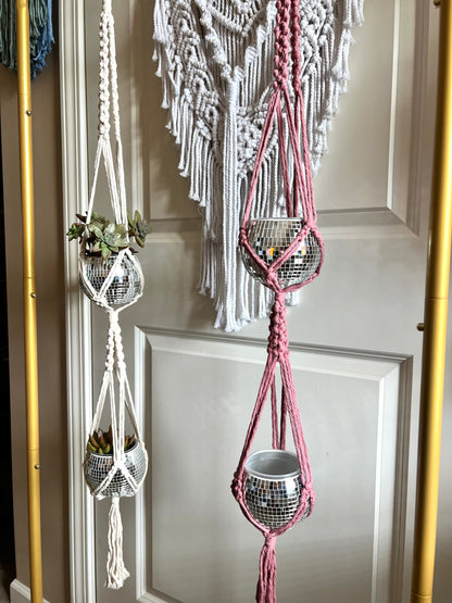 Macrame Double Disco Ball Plant Holder
