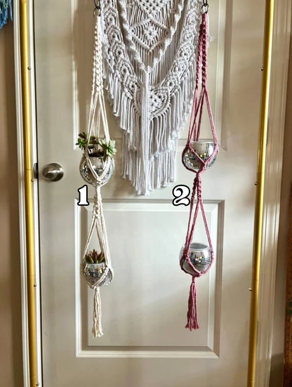 Macrame Double Disco Ball Plant Holder