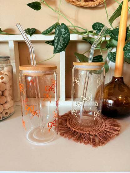 Fall Coquette Bows Glass Cup