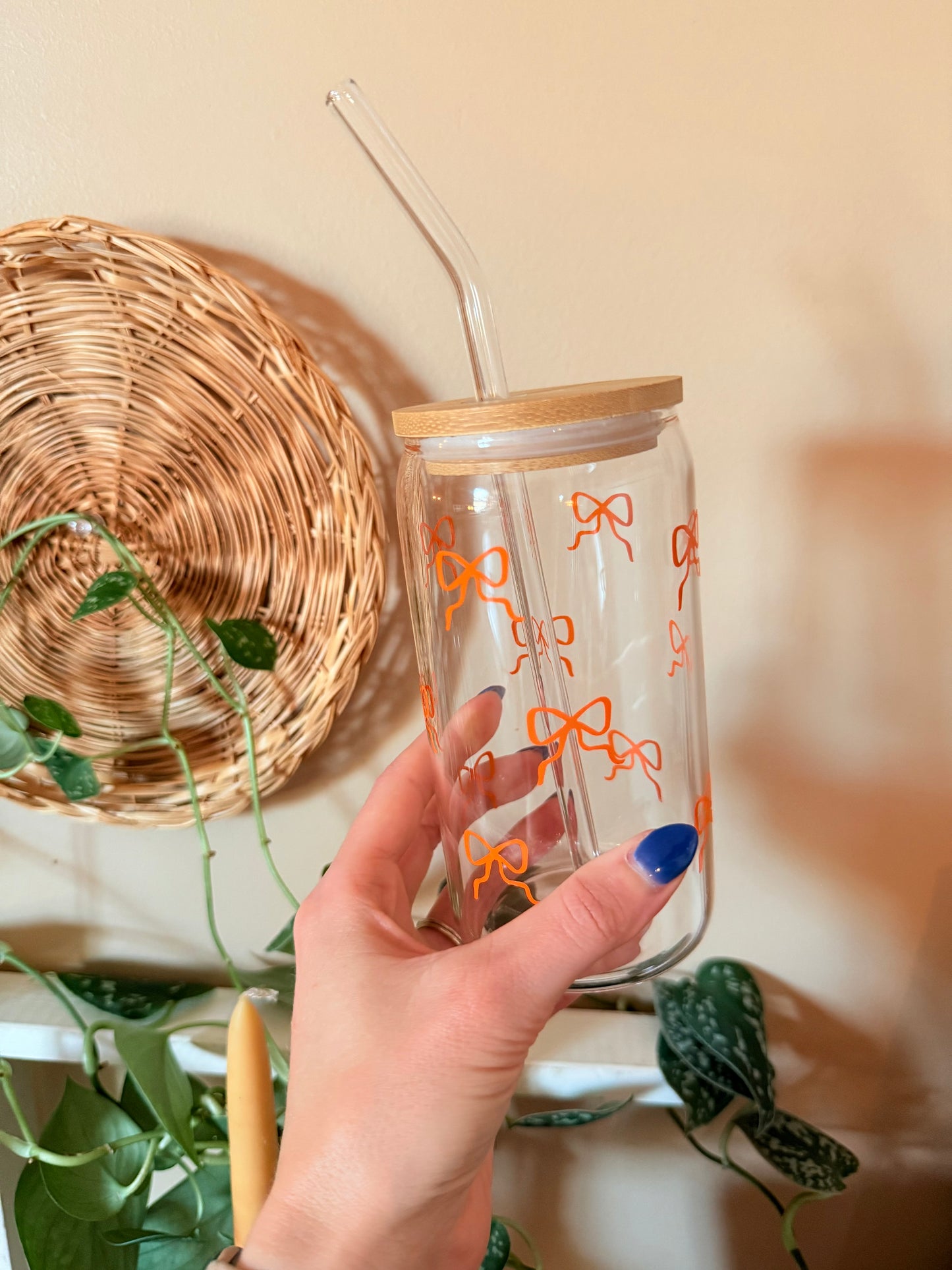 Fall Coquette Bows Glass Cup