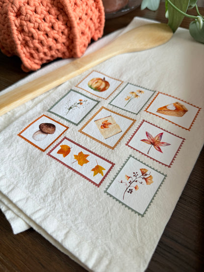 Fall Stamps Tea Towel