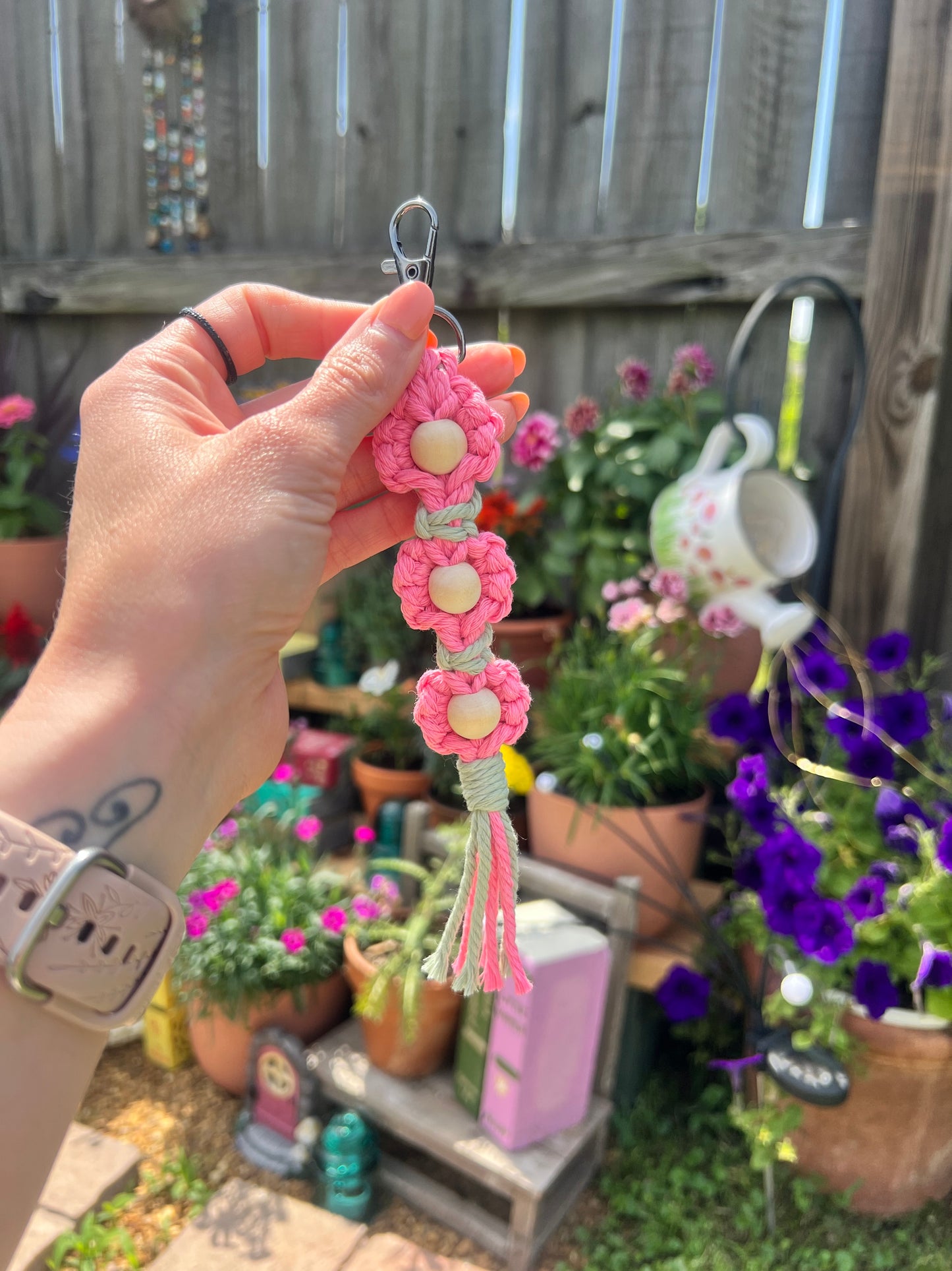 Macrame Flower Keychain