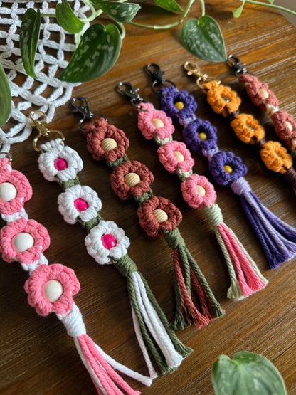Macrame Flower Keychain