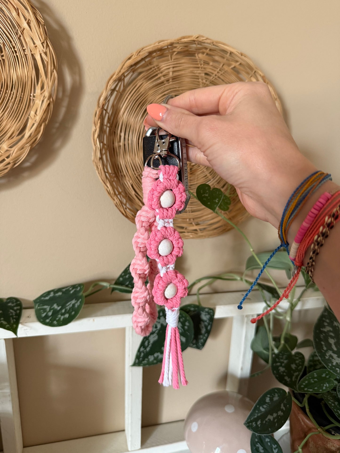Macrame Flower Keychain