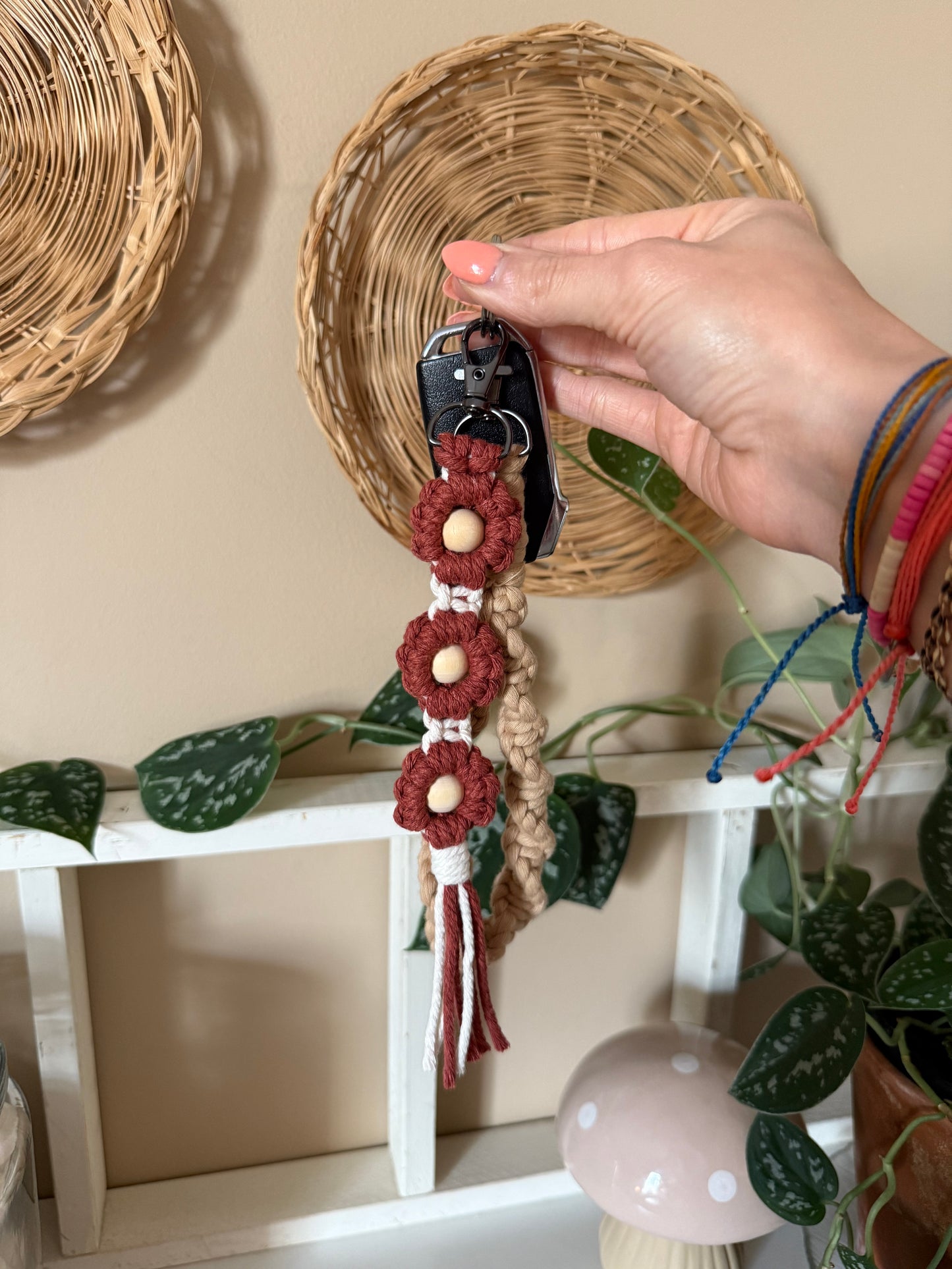 Macrame Flower Keychain