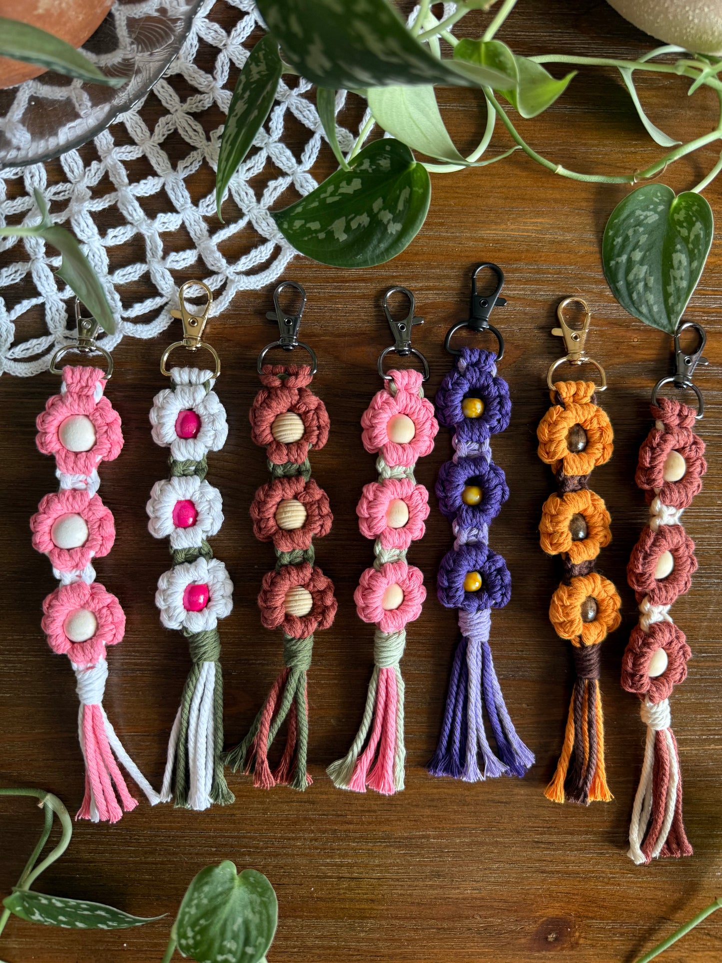 Macrame Flower Keychain