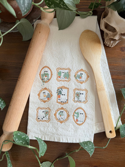 Ghosts in Vintage Frames Tea Towel