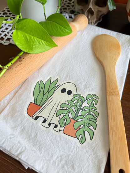 Ghost with Plants Tea Towel