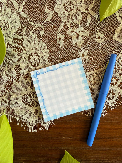 Blue Gingham Bow Stationery Set