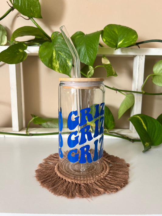 Go Grizz Retro Glass Cup