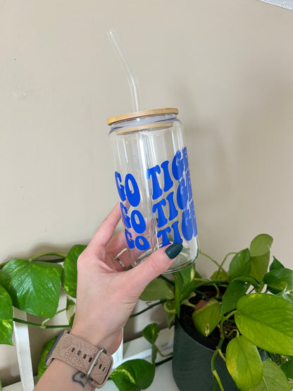 Go Tigers Retro Glass Cup