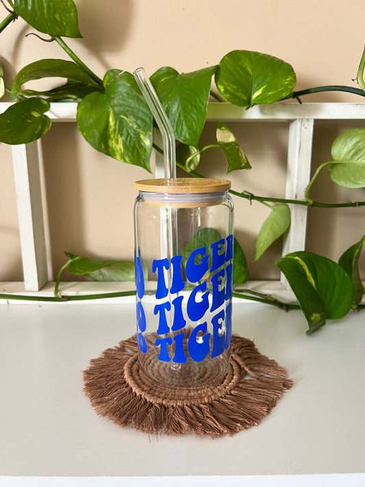 Go Tigers Retro Glass Cup