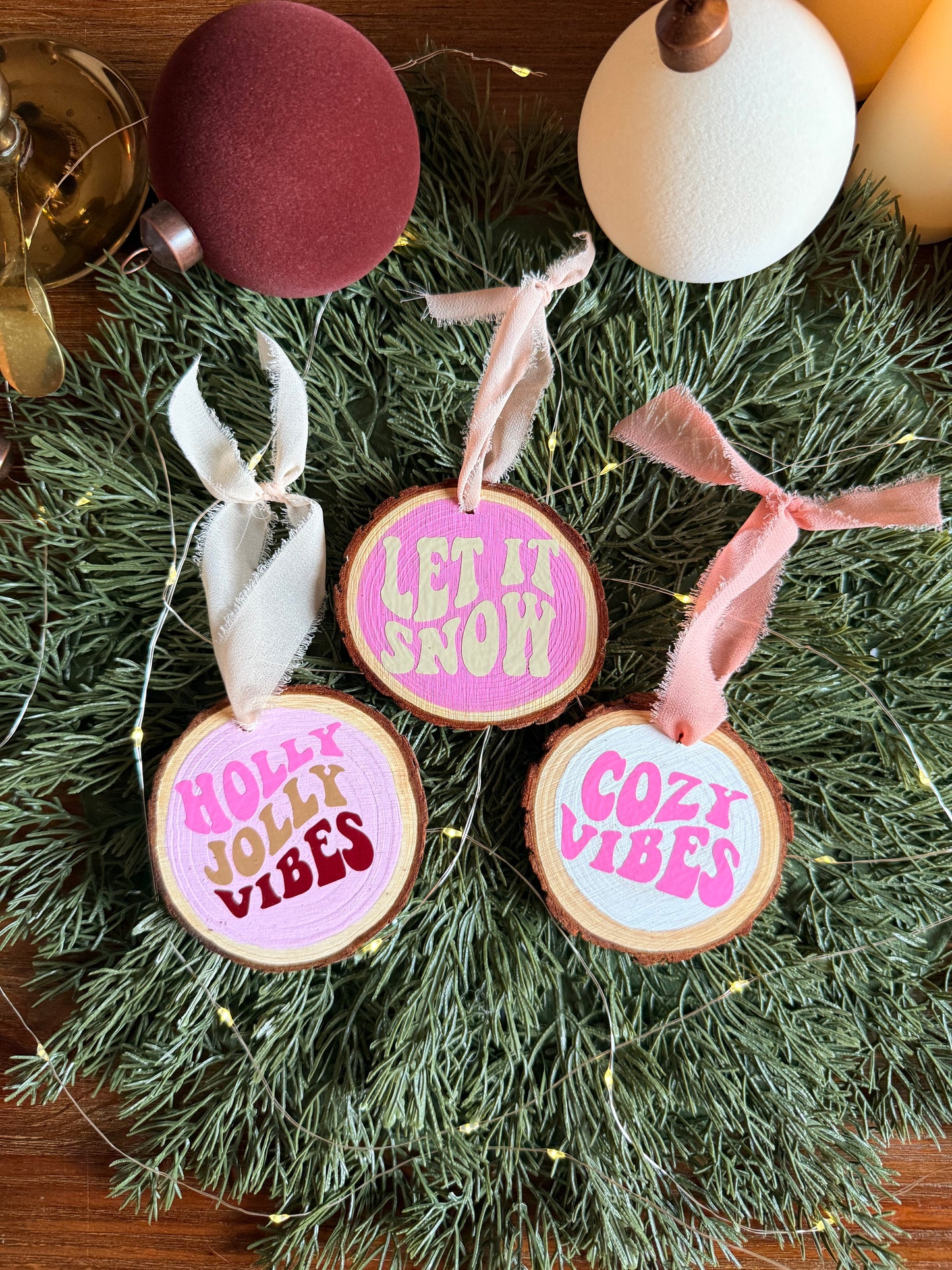 Groovy Christmas Wooden Ornaments