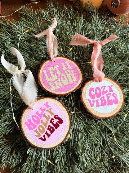Groovy Christmas Wooden Ornaments