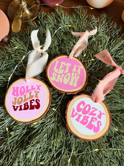 Groovy Christmas Wooden Ornaments