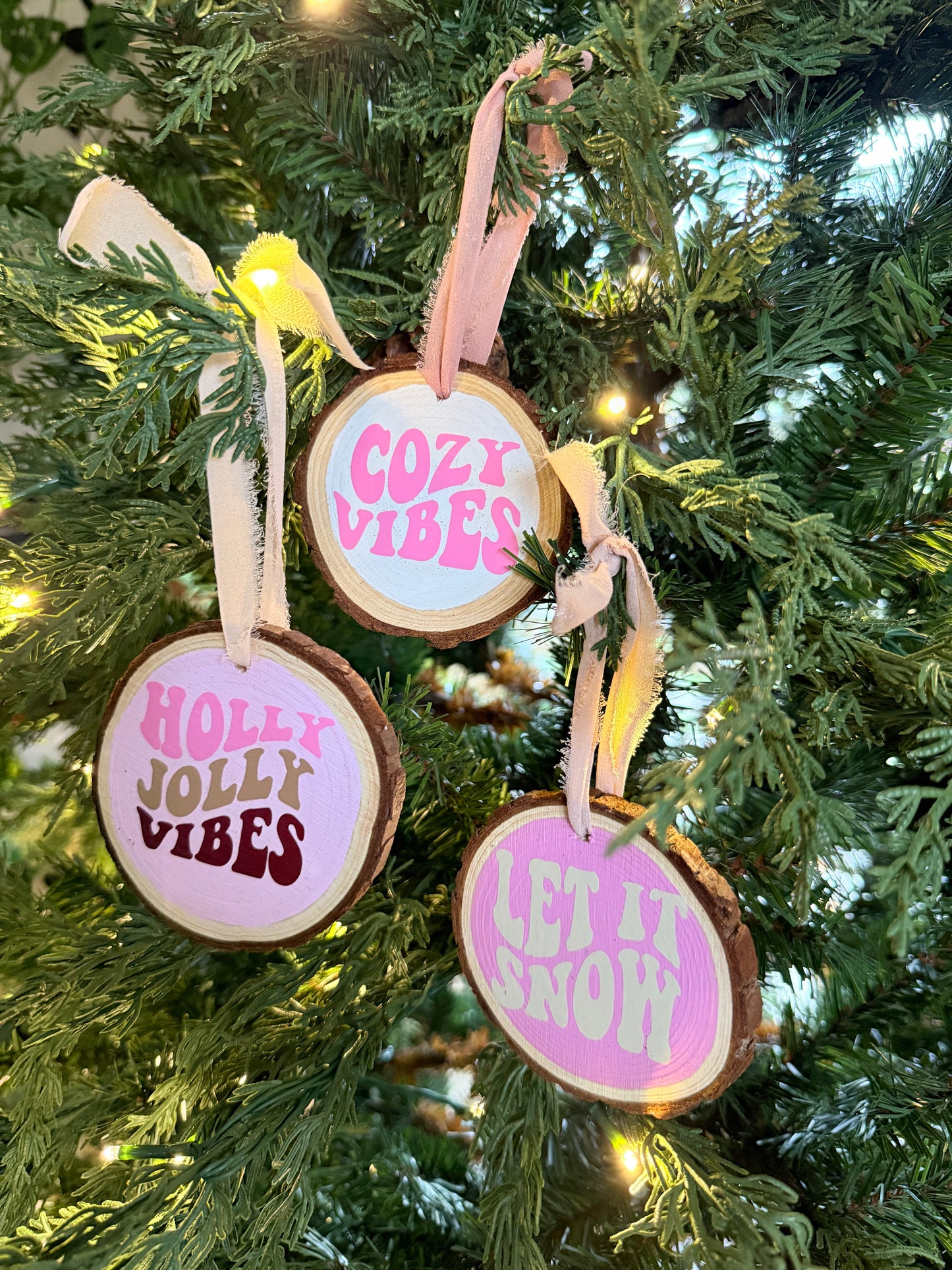 Groovy Christmas Wooden Ornaments