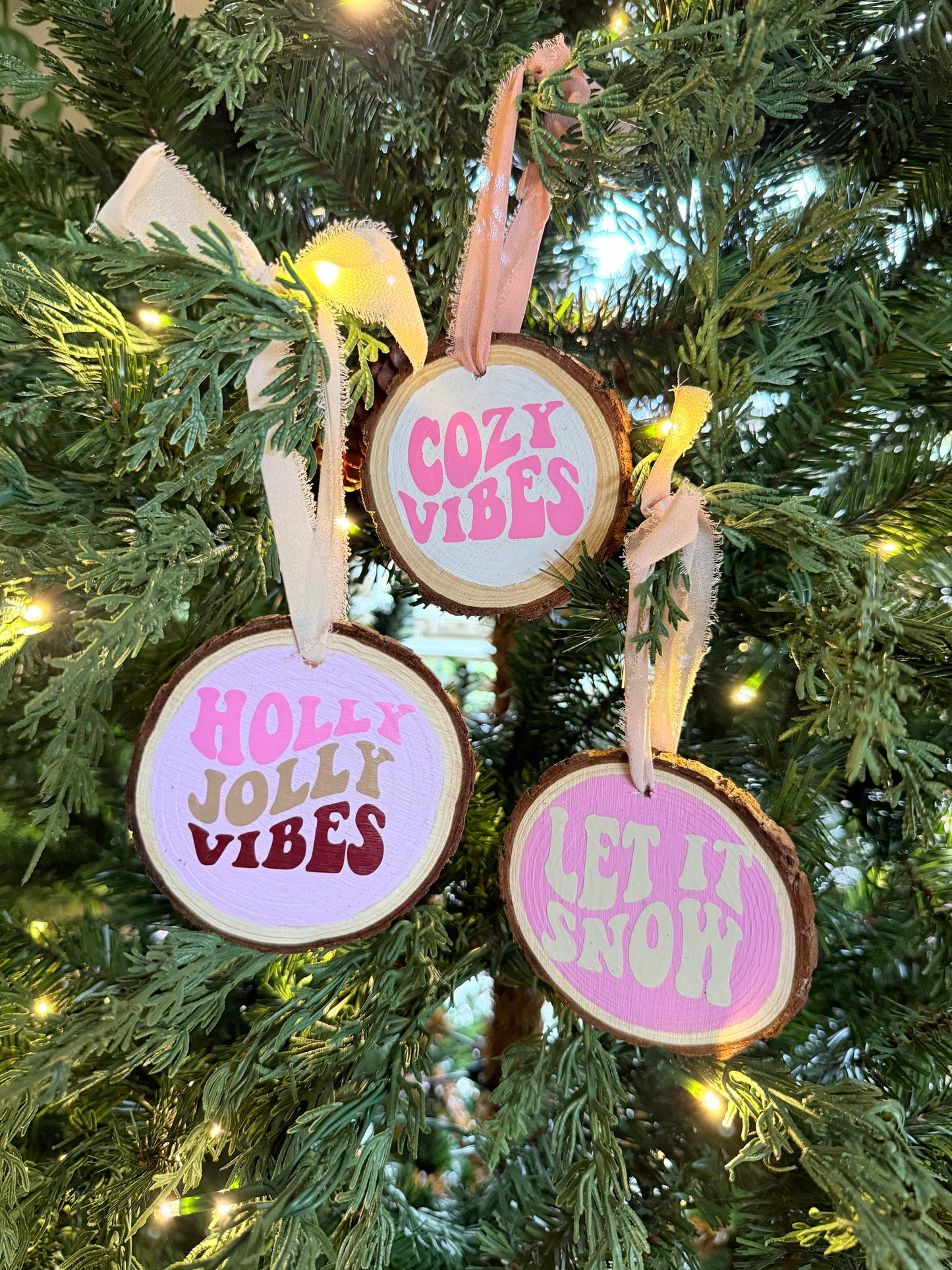 Groovy Christmas Wooden Ornaments