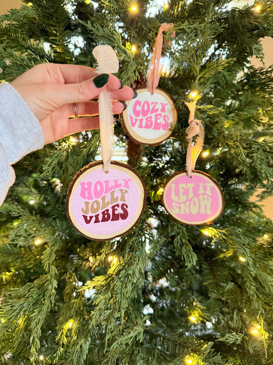 Groovy Christmas Wooden Ornaments