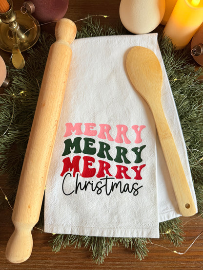 Groovy Merry Christmas Tea Towel