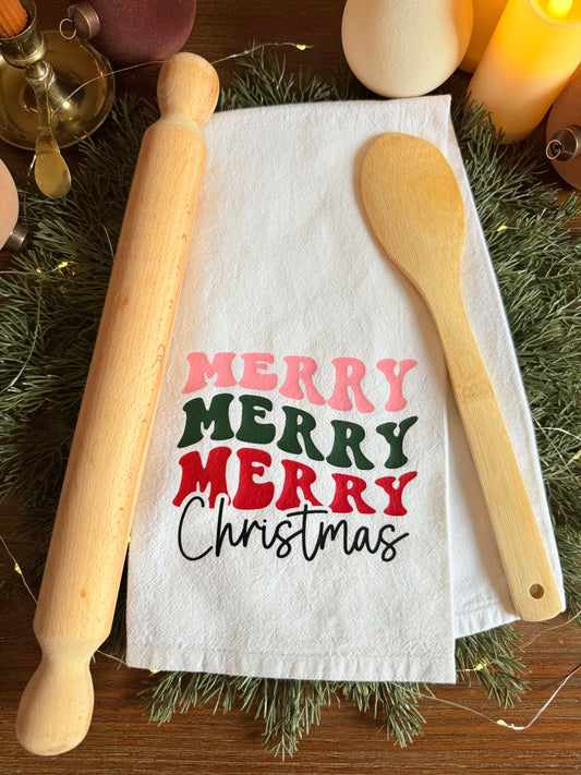 Groovy Merry Christmas Tea Towel