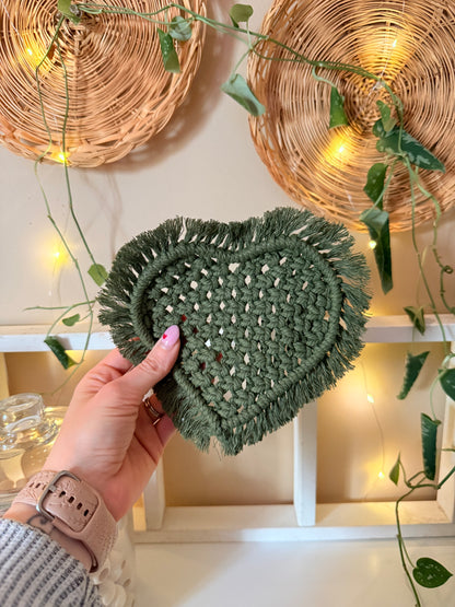 Macrame Heart Shaped Coasters
