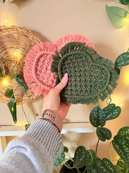 Macrame Heart Shaped Coasters