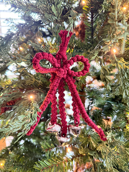 Macrame Hanging Jingle Bells with Bow